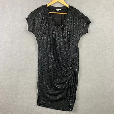 Buy Witchery Dress Womens 6 Black Shiny Draped Dolman Sleeve Lightweight • 13.87£
