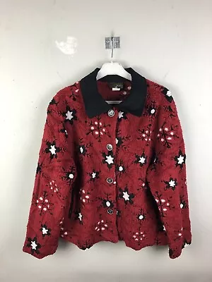 Buy Vintage Fleece Jacket Coat Red Women’s Size Large • 9.99£