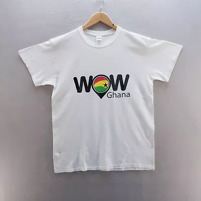 Buy Wow Ghana Mens T Shirt Medium White Graphic Print Short Sleeve Country Gildan  • 8.09£