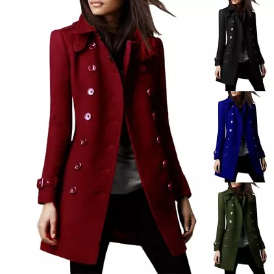 Buy Women's Slim Fit Winter Coat, Medium Long Jacket, Single Breasted Lapel Design • 27.04£