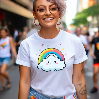 Buy Ladies Happy Rainbow T Shirt Pride Proud Parade Festival Love LGBTQ+ Gift Top • 13.99£