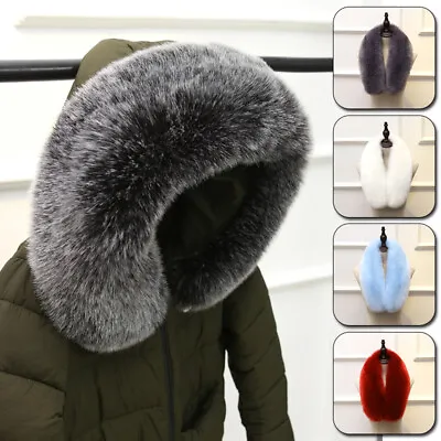 Buy Thicken Faux Fur Hood Trim Replacement Fluffy Collar Scarf For Women Winter Coat • 7.27£