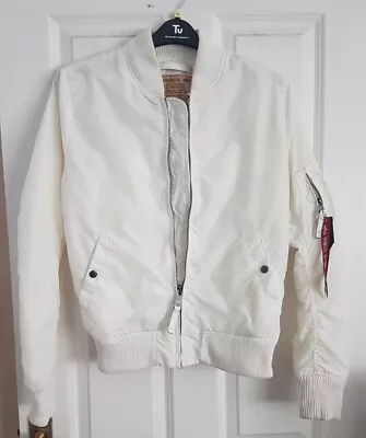 Buy ALPHA INDUSTRIES White Bomber Jacket, Mens Jacket UK Size Small • 20£