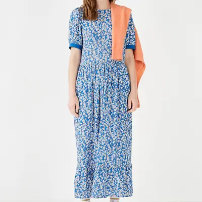 Buy Hush Jesse T-Shirt Dress Womens Ladies Midi Watercolour Floral Blue Size 4-18 • 32£