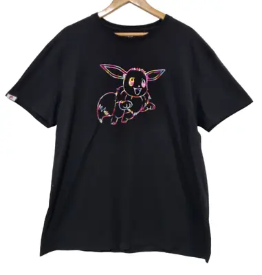 Buy POKEMON Eevee 133 Womens Black Rainbow Hologram Graphic Tshirt Size XXL • 11.64£