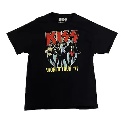 Buy KISS T-Shirt World Tour '77 Black Mens L Cotton Short Sleeve Music Rock Band • 15.99£