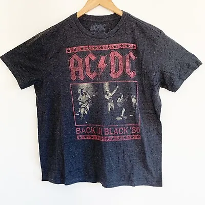 Buy AC/DC Back In Black 80’ Tour Dark Gray Tee Large • 66.14£