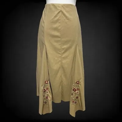 Buy Vintage Y2k Boho Indie Fairy Cowgirl Grunge Asymmetric Maxi Floral Beige Skirt M • 26.52£