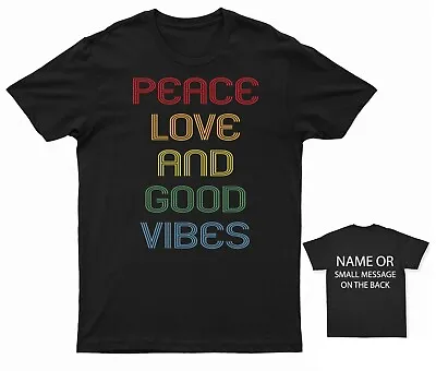 Buy Peace Love And Good Vibes T Shirt, Good Vibes Quotes Graphic T-Shirt • 13.95£