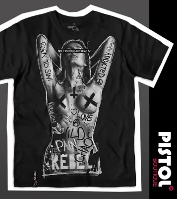 Buy Pistol Boutique Men's Black Crew Neck NAKED GRAFFITI TATTOO GIRL T-shirt XLARGE • 13£