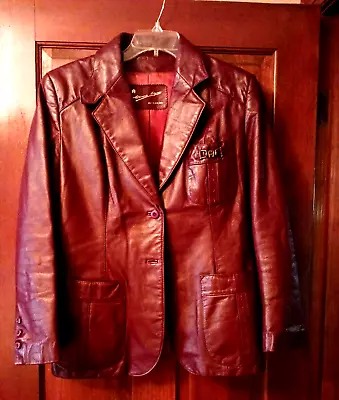 Buy Vintage Etienne Aigner Women's Oxblood Burgundy Genuine Leather Jacket • 29.21£