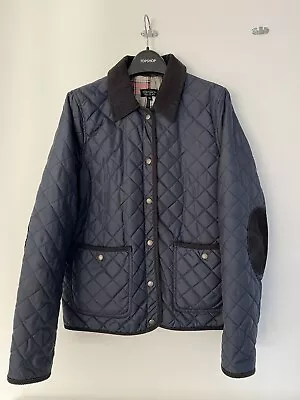 Buy TOP SHOP LADIES NAVY BLUE PADDED JACKET SIZE 12 Coat, Lined, Cord, Quilted Check • 9£