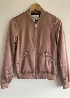 Buy River Island Women’s Jacket Satin Dusky Pink Bomber Style Zip Up Ladies Size 6 • 7.99£