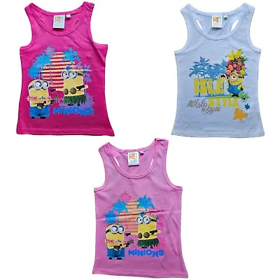 Buy Girls Minions Despicable Me T-shirt Summer T-shirts Sleeve Less • 6.85£