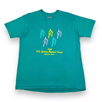 Buy Vintage 1988 US Olympic Cycling Single Stitch T Shirt Medium Turquoise Green • 17.99£