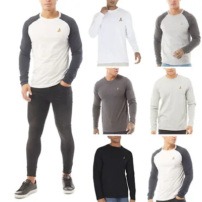 Buy BRAVE SOUL Mens Long Sleeve T Shirts Crew Neck Casual Top Summer Cotton Tee NEW • 7.99£