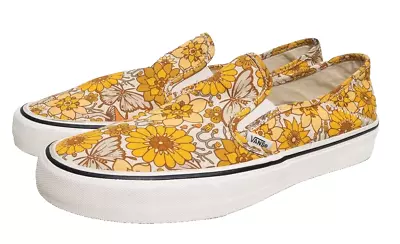 Buy VANS Trippy Floral SlipOn Shoes Men's Size 10 Yellow Butterfly Mushroom • 31.81£