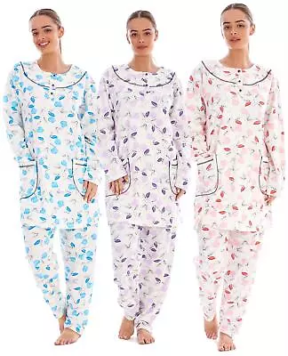 Buy Ladies Pyjama Set Floral Long Sleeve Button Pockets Thermal Warm Soft Loungewear • 12.95£