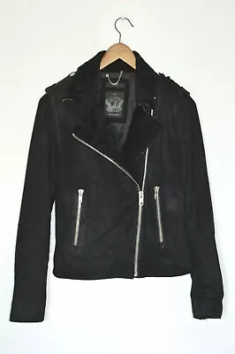 Buy *STUNNING* Diesel Ladies Suede Leather Biker Jacket With Lambskin Collar MEDIUM • 39.99£