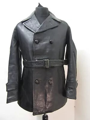 Buy Vintage 50's Italian Police Officers Leather Trench Coat Jacket Size S • 79£