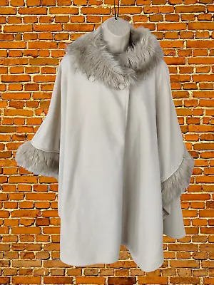 Buy Womens M&s Cape Size Uk One Size Winter White Faux Fur Collar Shawl Wrap Jacket • 19.99£