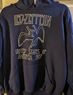 Buy Vintage 2006 Led Zeppelin 1977 Dark Blue Hoodie Tour Size Large • 42.63£