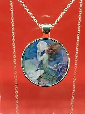 Buy Jewellery Gifts For Women - Silver Mermaid Pendant Necklace - Vintage Style Art • 6.99£
