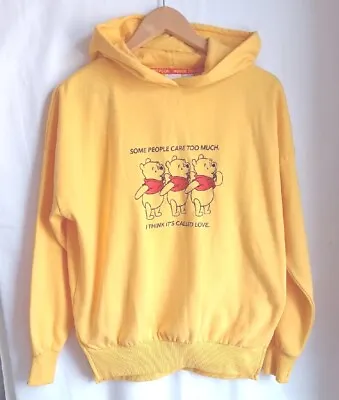 Buy Disney Pullover Hoodie With Winnie The Pooh Yellow Embroidered Jumper Size Small • 8.50£