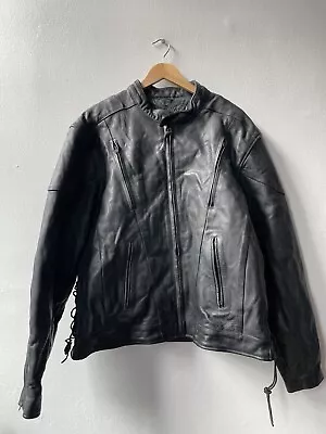 Buy Redline Men's Cowhide Leather Motorcycle Jacket UK50 3XL • 94.99£