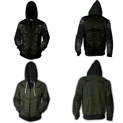 Buy Green Arrow 3D Hoodies Cosplay Superhero Oliver Queen Sweatshirts Jackets Coats • 16.80£