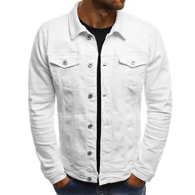 Buy Mens Denim Jacket Loose Fit Button Cotton Casual Jeans Jackets Coat Outwear Size • 18.83£