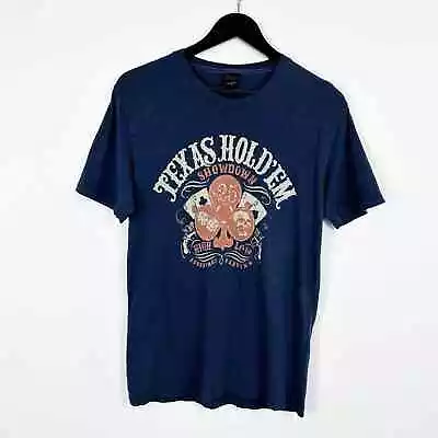 Buy Vintage Lucky Brand Classic Fit Graphic Tee Navy Texas Hold'em Size X-Small • 24.13£
