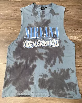 Buy NIRVANA NEVERMIND Blue Tie Dyed Rock Band Vest Top Sz L 🎸 • 19.88£