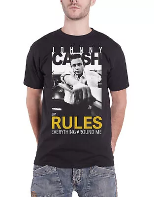 Buy Johnny Cash T Shirt Rules Everything Around Me Logo New Official Mens Black • 16.95£