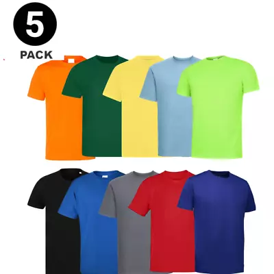 Buy Mens Heavy Blend Plain T-Shirt 100% Cotton High Quality Short Sleeve 3 Pk 5 Pack • 10.99£