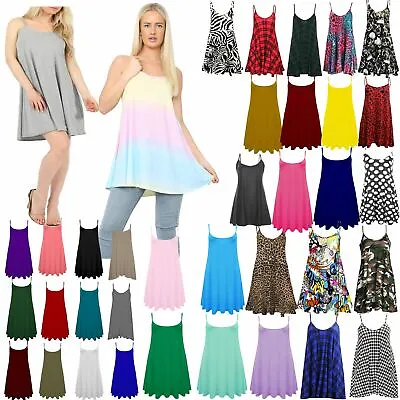Buy Womens Cami Dress Tops Plus Size Ladies Summer Swing Rainbow Top Vest • 9.99£