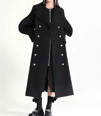 Buy Ladies Black Luxury  Classic Chic Street Love Hearts  Trench  Jacket Coat  10 12 • 169.99£
