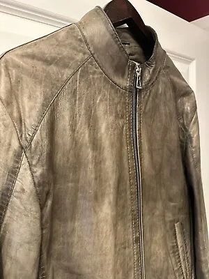 Buy Hugo Boss Jos Men’s Leather Café Racer Slim Jacket Size 40 R Light Brown • 99£