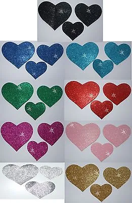 Buy Fabric Glitter 3 Heart Iron-on Hotfix Dance Costume Tshirt Dress Transfer Patch • 3.99£