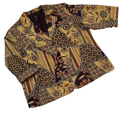 Buy Richard Kemp Art To Wear Boyfriend Blazer Jacket Boho Hippie Funky 90s Y2K Size • 18.76£