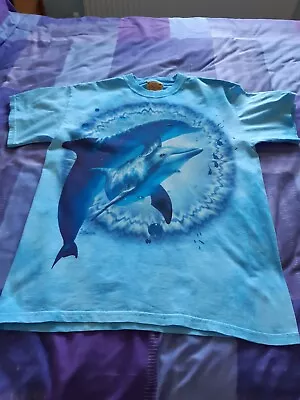 Buy “2 Dolphins” Blue Tie Dye T Shirt By The Mountain In New Condition Pre 2008 • 20£