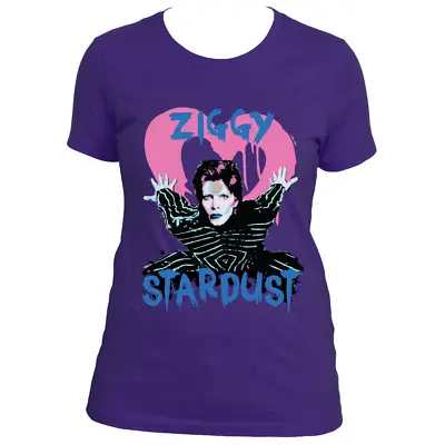 Buy Women's Ziggy Stardust Purple T-Shirt 100% Cotton Size S UK 6 - 8 • 9.50£
