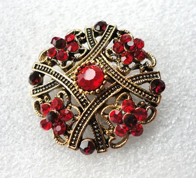 Buy Victorian Style Gothic Brooch Vampire Costume Jewellery Blood Red Crystals • 5.99£