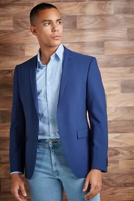 Buy Men's Virgin Wool Slim Fit Blazer Tailored Fit Jacket Grey Navy Black Dark Blue • 24.99£