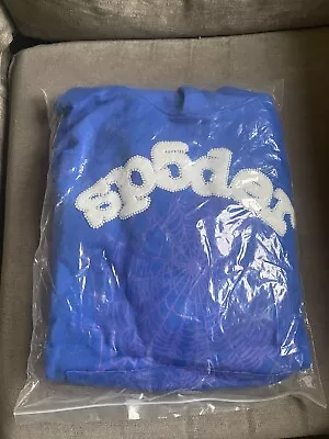 Buy Brand New Dark Blue Sp5der Hoodie Size Medium • 79.99£