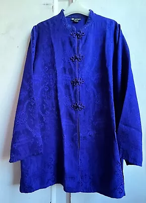 Buy Lovely *MONSOON* Vintage Cobalt Blue 100% Silk Floral Oriental Jacket 18 • 65£
