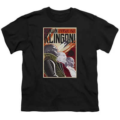 Buy Star Trek Discovery Remain Klingson Poster Kids Youth T Shirt Licensed TV Black • 13.77£