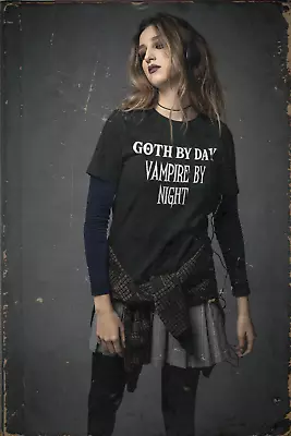 Buy Goth By Day Vampire By Night Black Gothic T Shirt • 12.99£