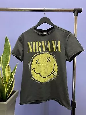 Buy Nirvana Smiley Face T Shirt Size M Kurt Cobain  Medium Crewneck Band Tee • 48.49£