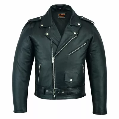 Buy Men Real Leather Brando Style Motorcycle Slim Fit Leather Jacket  • 59.99£